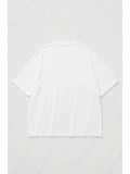 Beyaz Sılent Hıll Baskılı Unisex Oversize T-shirt