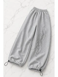 Blessed Taş Baskılı Baggy Unisex Eşofman Altı - Gri