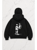 Broken Reality Baskılı Kar Maskeli Unisex Sweatshirt Hırka - Siyah