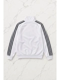 Çizgili Flower Oversize Unisex Ceket - Beyaz