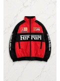 Ferrari 2S Desenli Unisex Bomber Ceket - Kırmızı