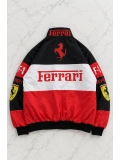 Ferrari Desenli Unisex Bomber Ceket - Beyaz
