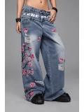 Flower Warriors Yıkamalı Jean Pantolon - Mavi