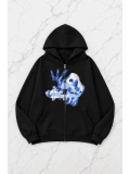 Good Deasy Girl  Kapüşonlu Oversize Unisex Hırka - Siyah