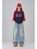 Hello Kitty Detaylı Baggy Jean - Mavi