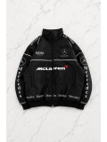 McLaren Desenli Unisex Bomber Ceket - Siyah
