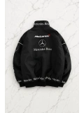 McLaren Desenli Unisex Bomber Ceket - Siyah
