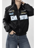 Motor Racer Retro Y2K Unisex Ceket - Siyah