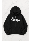 Onto Reality Kapüşonlu Oversize Unisex Hırka - Siyah