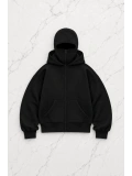 Broken Reality Baskılı Kar Maskeli Unisex Sweatshirt Hırka - Siyah