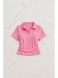 Pembe Fit Polo Yaka Şort Takım