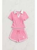 Pembe Fit Polo Yaka Soul Şort Takım