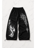 Shadow Detaylı Baggy Unisex Eşofman Altı - Siyah