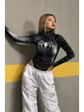 Siyah Spider Çıtçıtlı Uzun Kollu Body