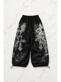 Skull Head Detaylı Baggy Unisex Eşofman Altı - Siyah