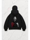 Unisex Kar Maskeli Empirates King Baskılı Oversize Hırka - Siyah