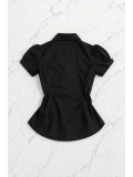 Vintage Mini Puff Sleeve Goth Y2K Kısa Kollu Gömlek