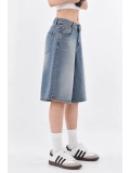 Y2k Trend Baggy Jean Şort Bermuda - Mavi