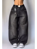 Yıkamalı Harajuku Baggy Y2K Pantolon - Siyah
