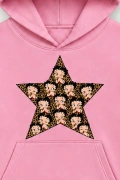 Betty Star Oversize Kapüşonlu Sweatshirt - Pembe
