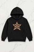 Betty Star Oversize Kapüşonlu Sweatshirt - Siyah