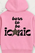 Born To Be Iconic Oversize Kapüşonlu Sweatshirt - Pembe