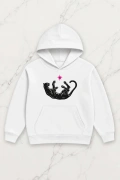 Panther Star Oversize Kapüşonlu Sweatshirt - Beyaz