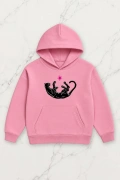 Panther Star Oversize Kapüşonlu Sweatshirt - Pembe