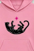 Panther Star Oversize Kapüşonlu Sweatshirt - Pembe