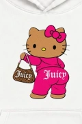 Pink Kitty Oversize Kapüşonlu Sweatshirt - Beyaz