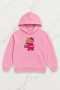 Pink Kitty Oversize Kapüşonlu Sweatshirt - Pembe