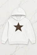 Wild Star Oversize Kapüşonlu Sweatshirt - Beyaz
