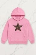 Wild Star Oversize Kapüşonlu Sweatshirt - Pembe