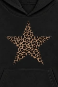 Wild Star Oversize Kapüşonlu Sweatshirt - Siyah