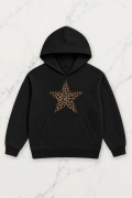 Wild Star Oversize Kapüşonlu Sweatshirt - Siyah