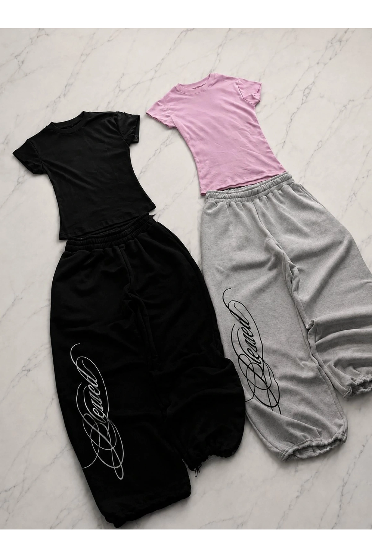 Blessed Script Detaylı Baggy Eşofman Takımı