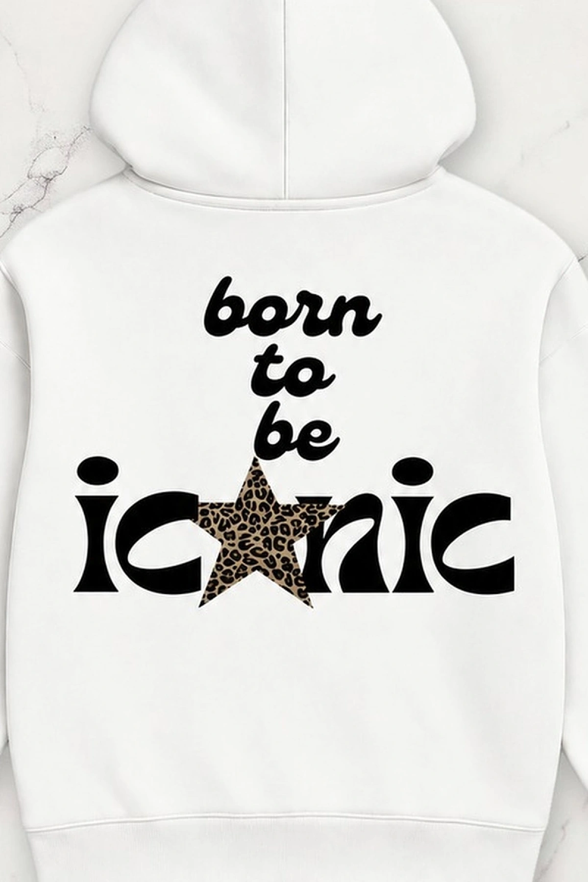 Born To Be Iconic Oversize Kapüşonlu Sweatshirt - Beyaz