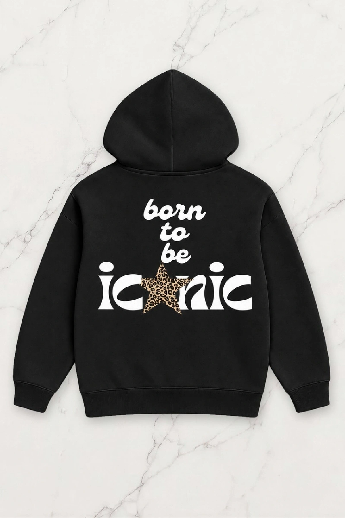Born To Be Iconic Oversize Kapüşonlu Sweatshirt - Siyah