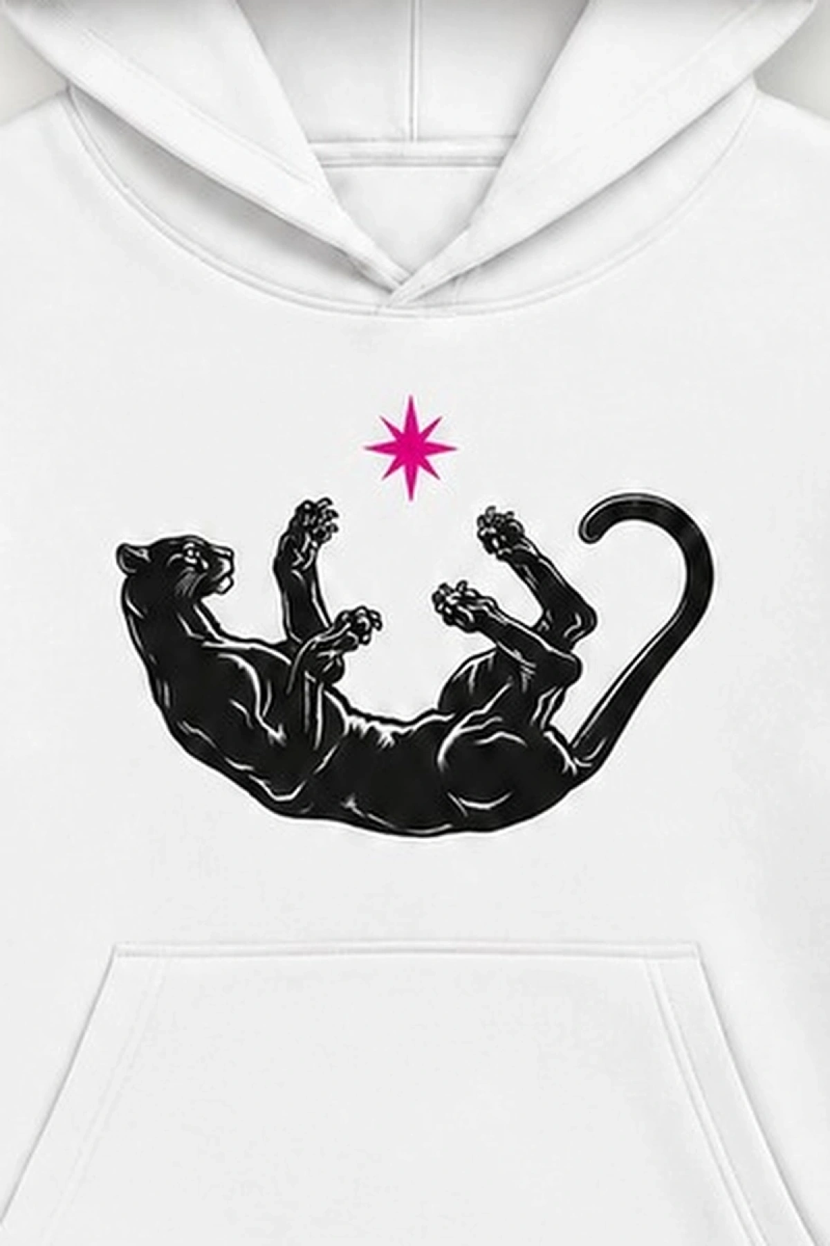 Panther Star Oversize Kapüşonlu Sweatshirt - Beyaz