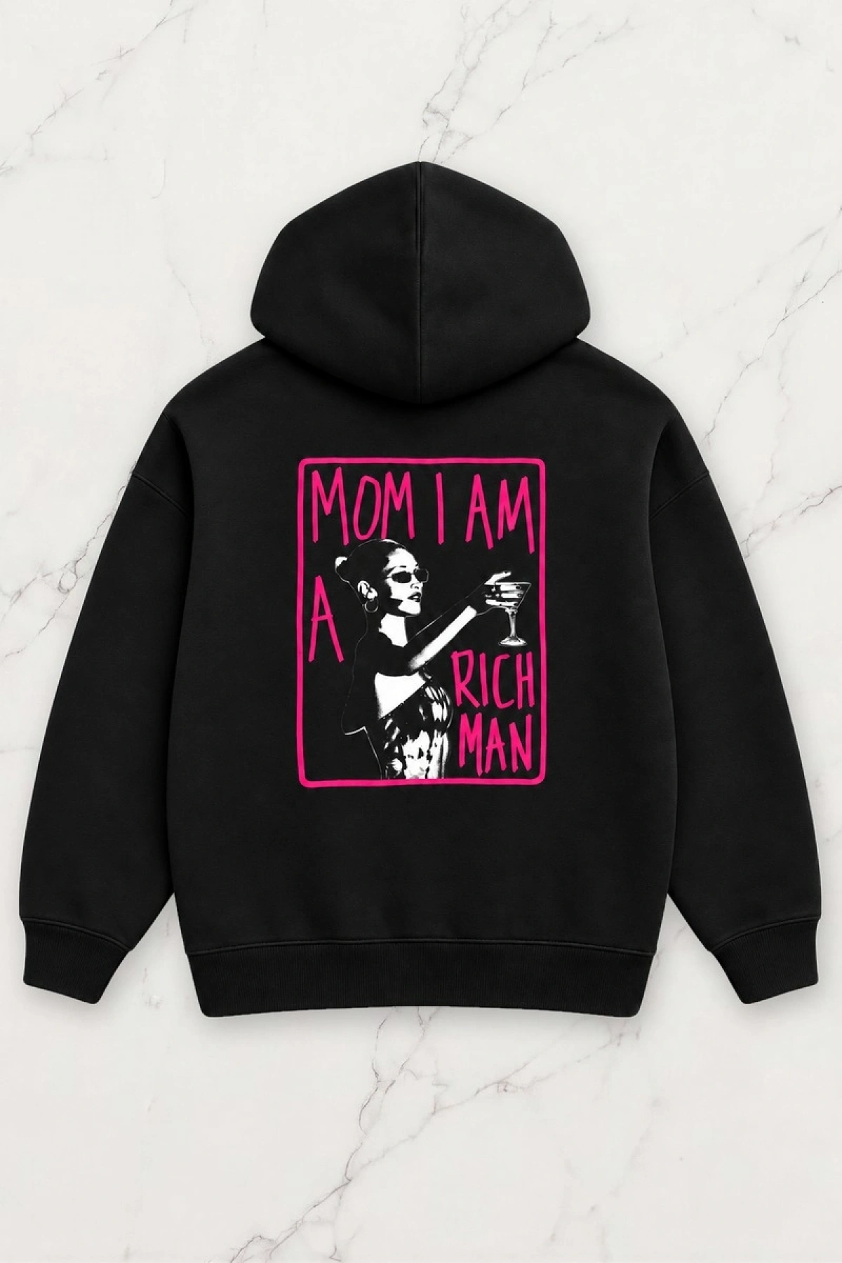 Rich Man Oversize Kapüşonlu Sweatshirt - Siyah