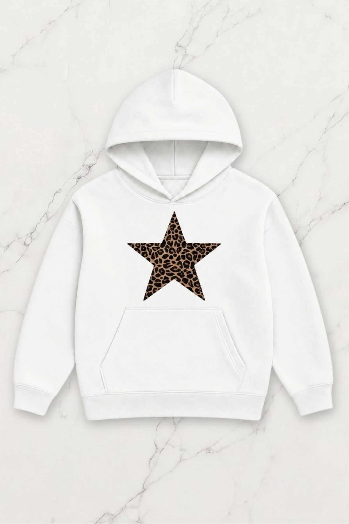 Wild Star Oversize Kapüşonlu Sweatshirt - Beyaz