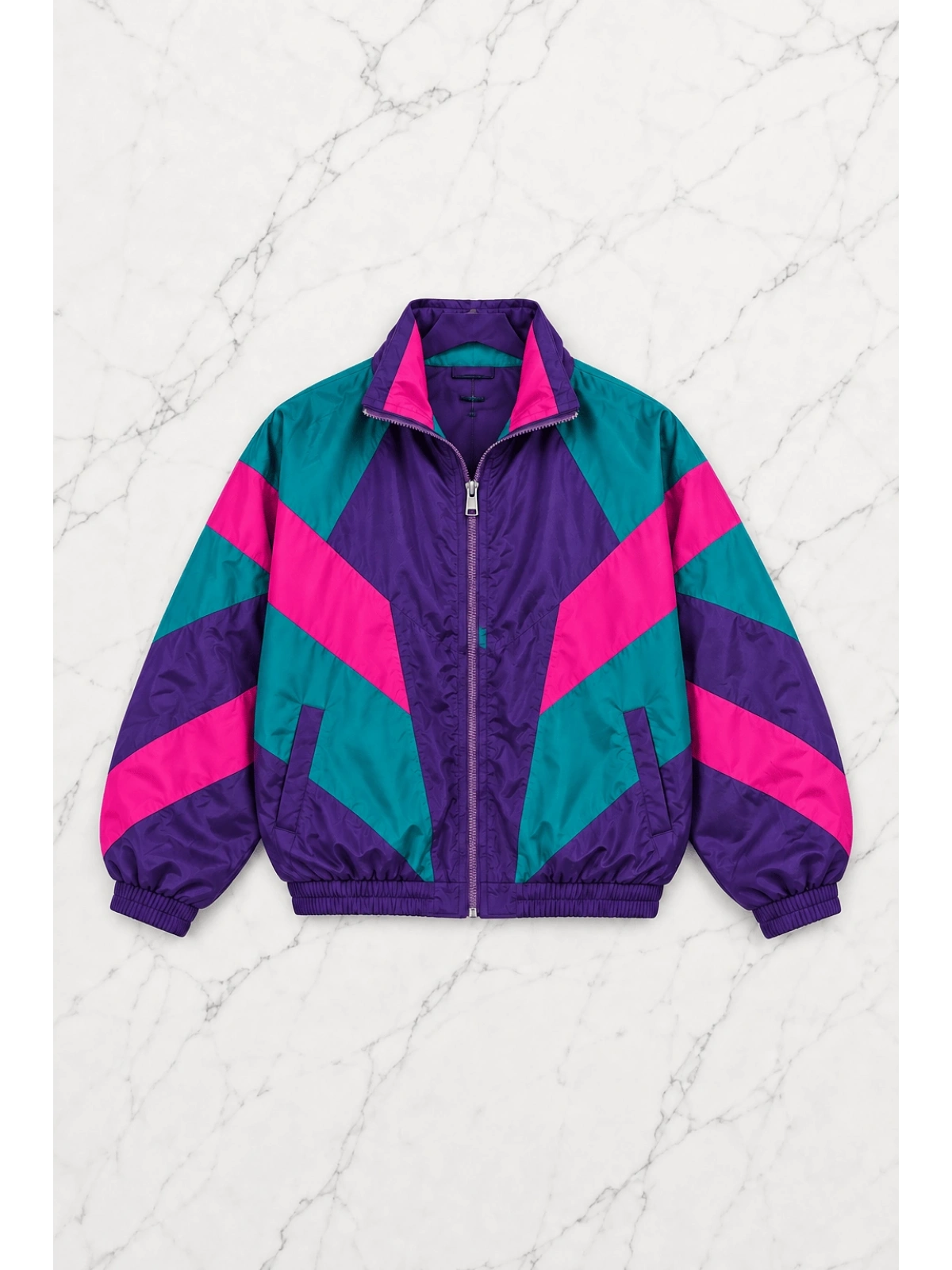 80s Vibe Colorblock Unisex Oversize Ceket - Lacivert