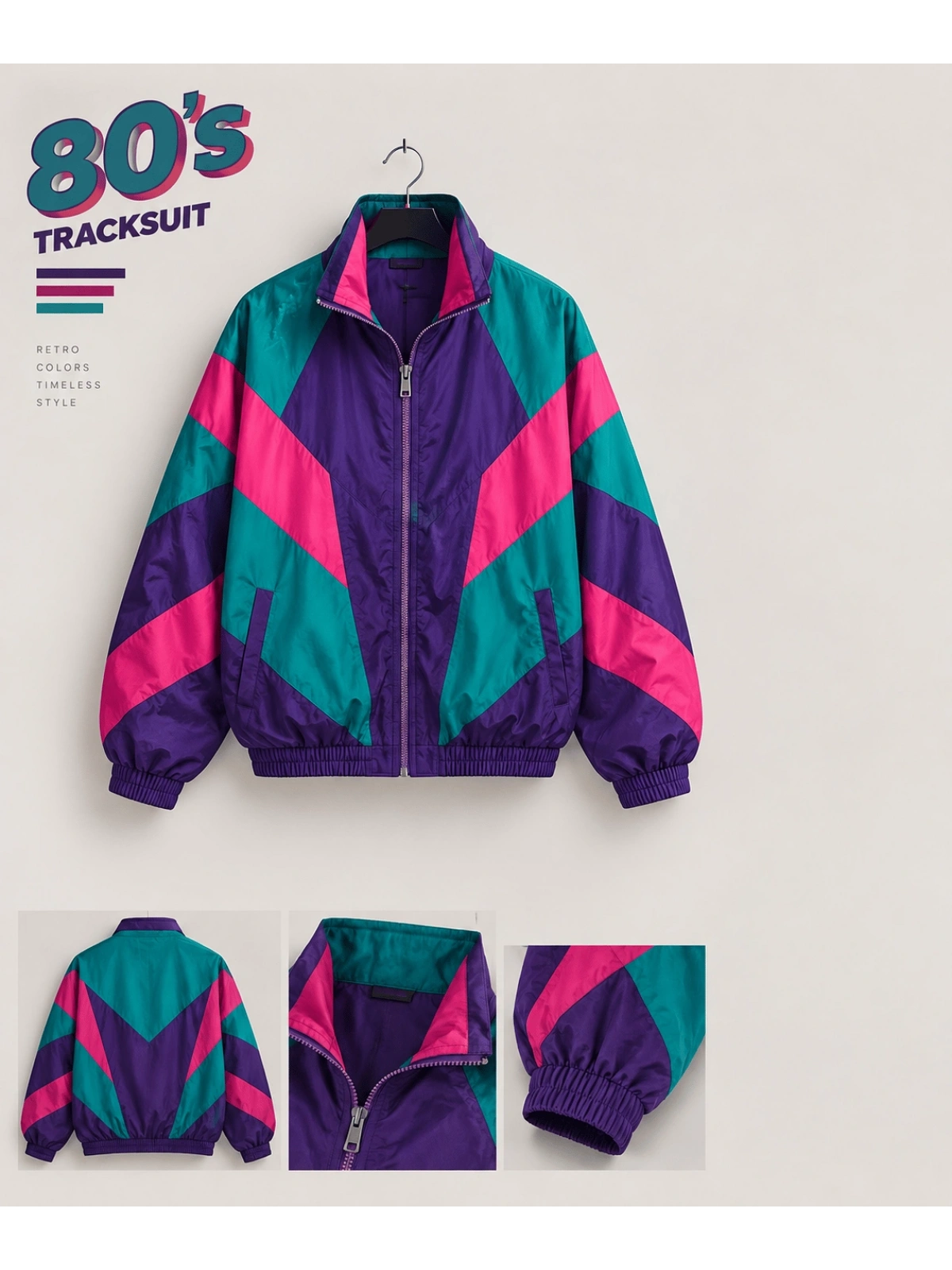 80s Vibe Colorblock Unisex Oversize Ceket - Lacivert