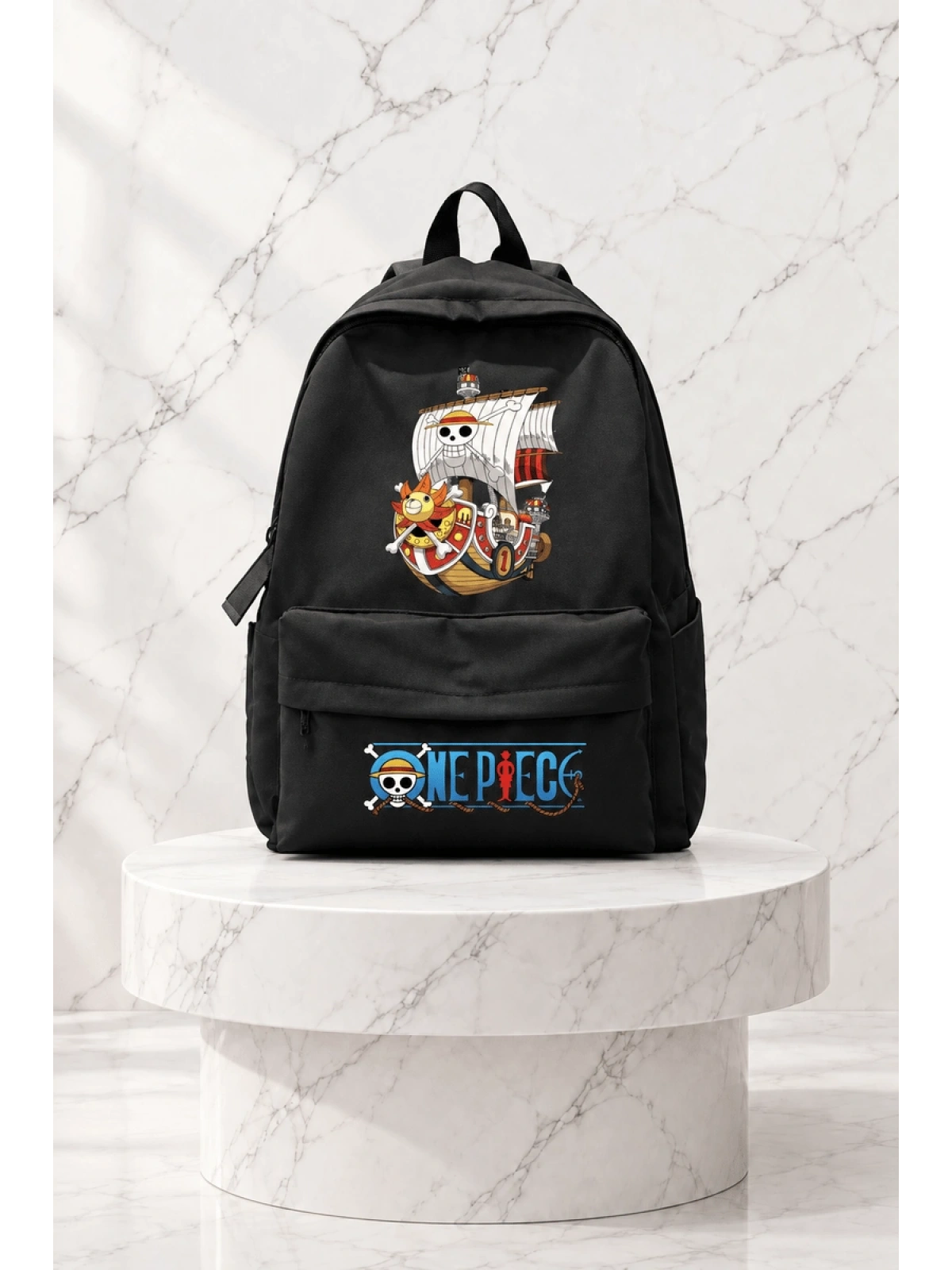 Anime One Piece Baskılı Sırt Okul Çantası - Siyah