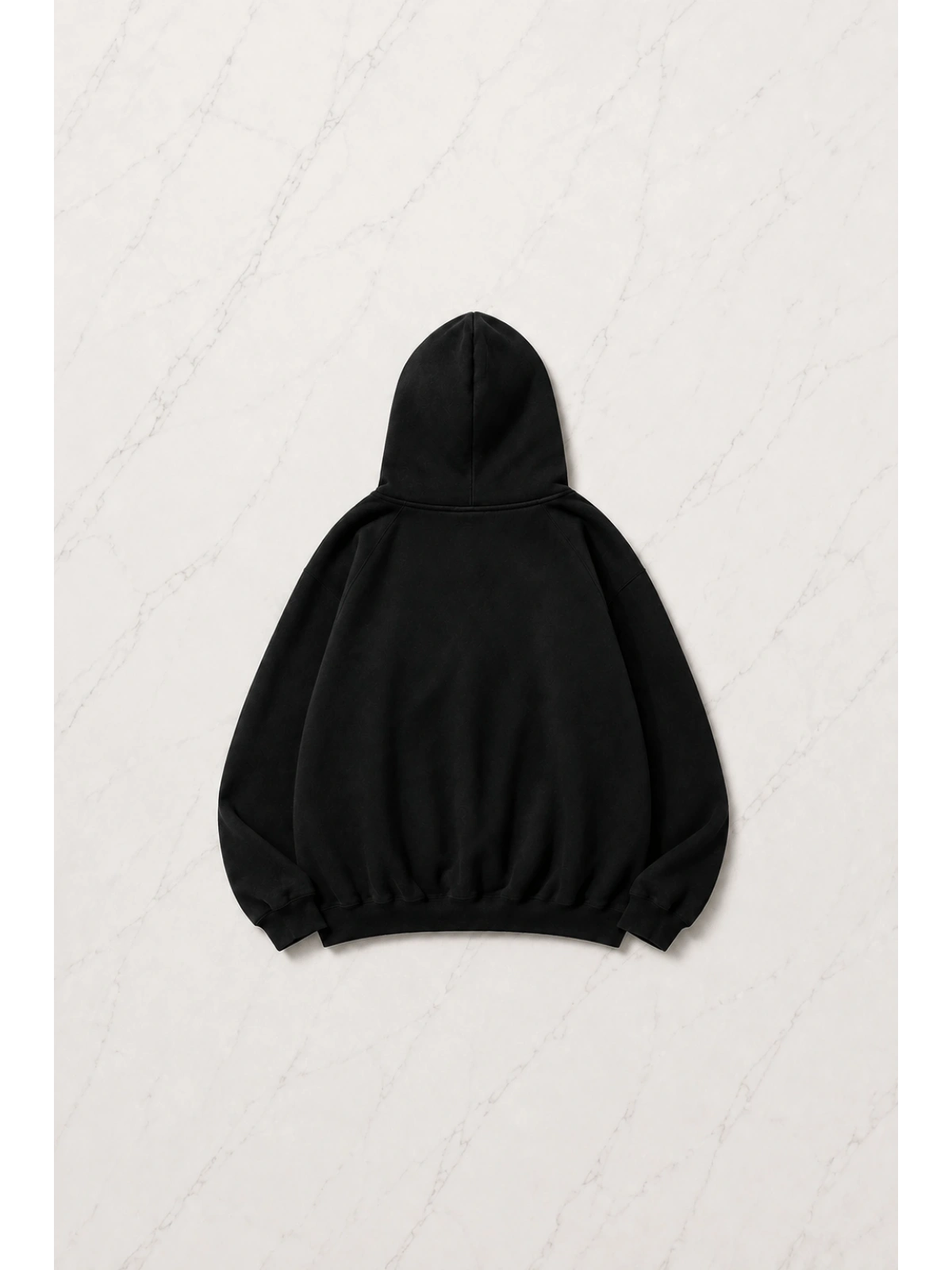 AOAMOB Logo Baskılı Oversize Unisex Fermuarlı Siyah Hoodie