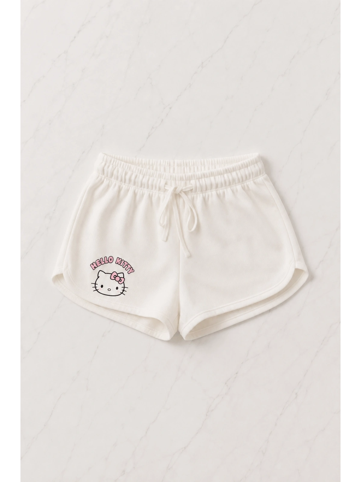 Beyaz Hello Kitty Crop Şort Alt Üst Takım