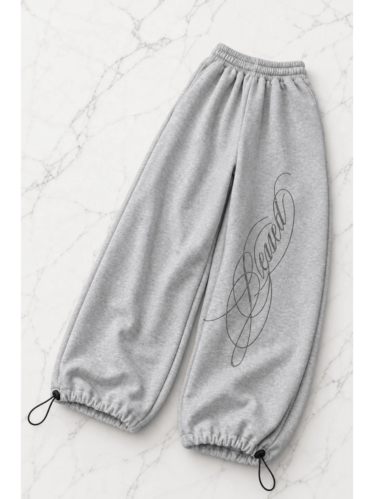 Blessed Taş Baskılı Baggy Unisex Eşofman Altı - Gri
