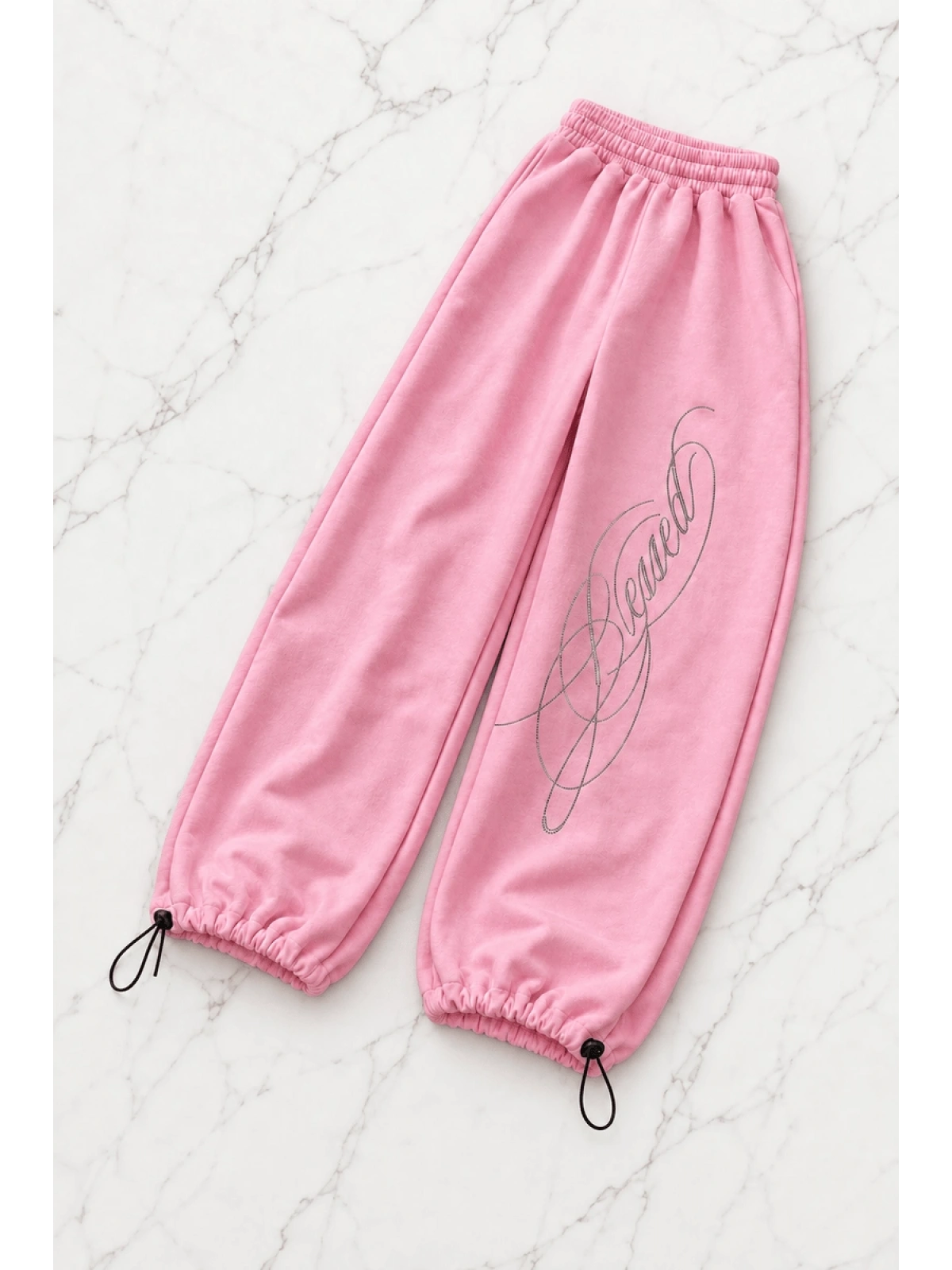 Blessed Taş Baskılı Baggy Unisex Eşofman Altı - Pembe