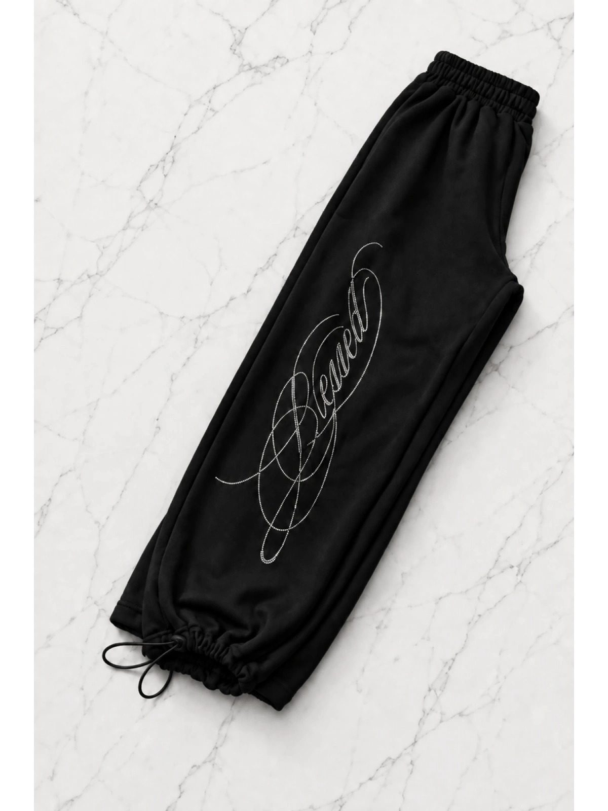 Blessed Taş Baskılı Baggy Unisex Eşofman Altı - Siyah
