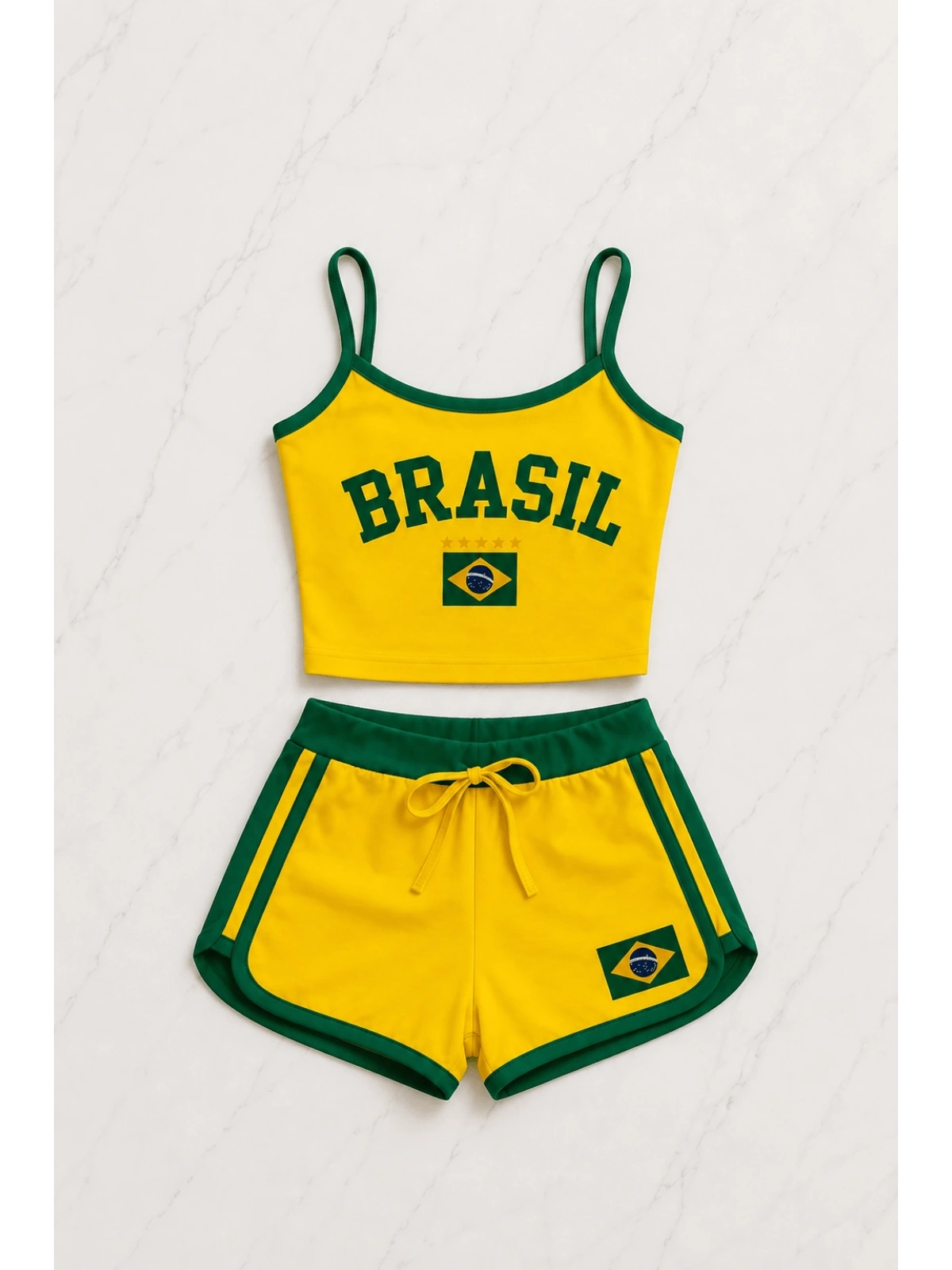 Brasil Askılı Crop - Şort Takım